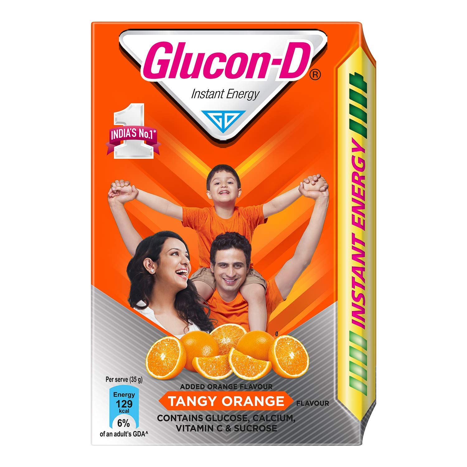 Glucon-D Instant Energy Health Drink 450gm, Pack 1, Assorted Flavours (Tangy Orange)