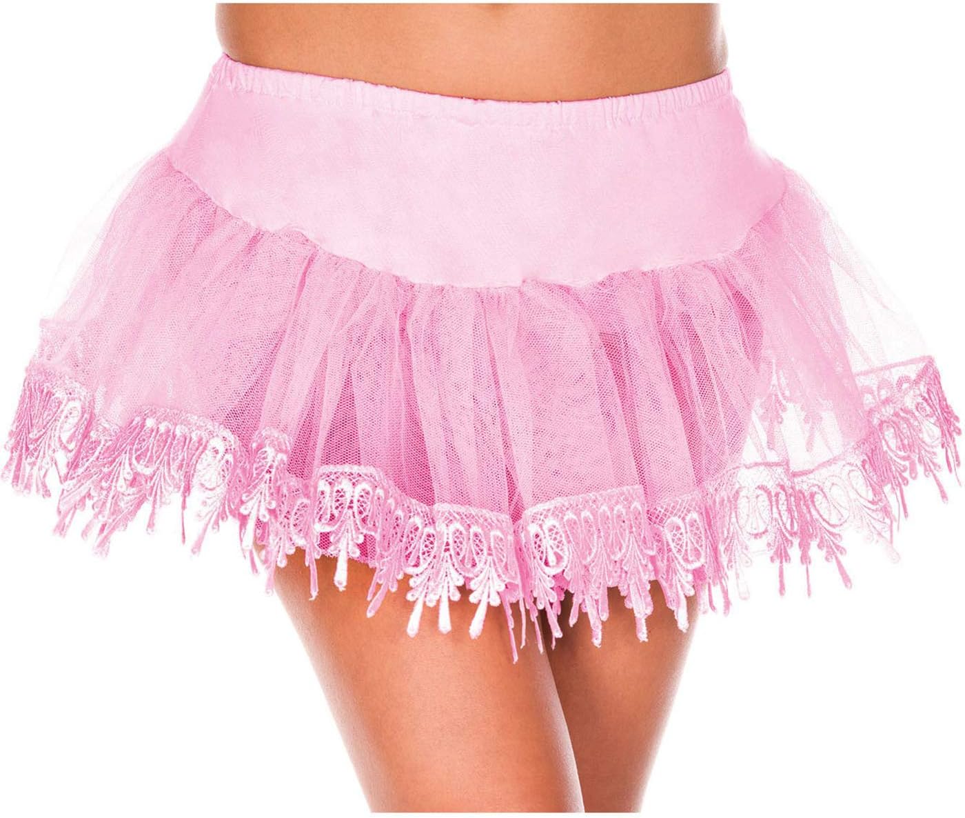 ToBeInStyle Women’s Flirtatious Double Layered Mesh Lace Petticoat Skirt