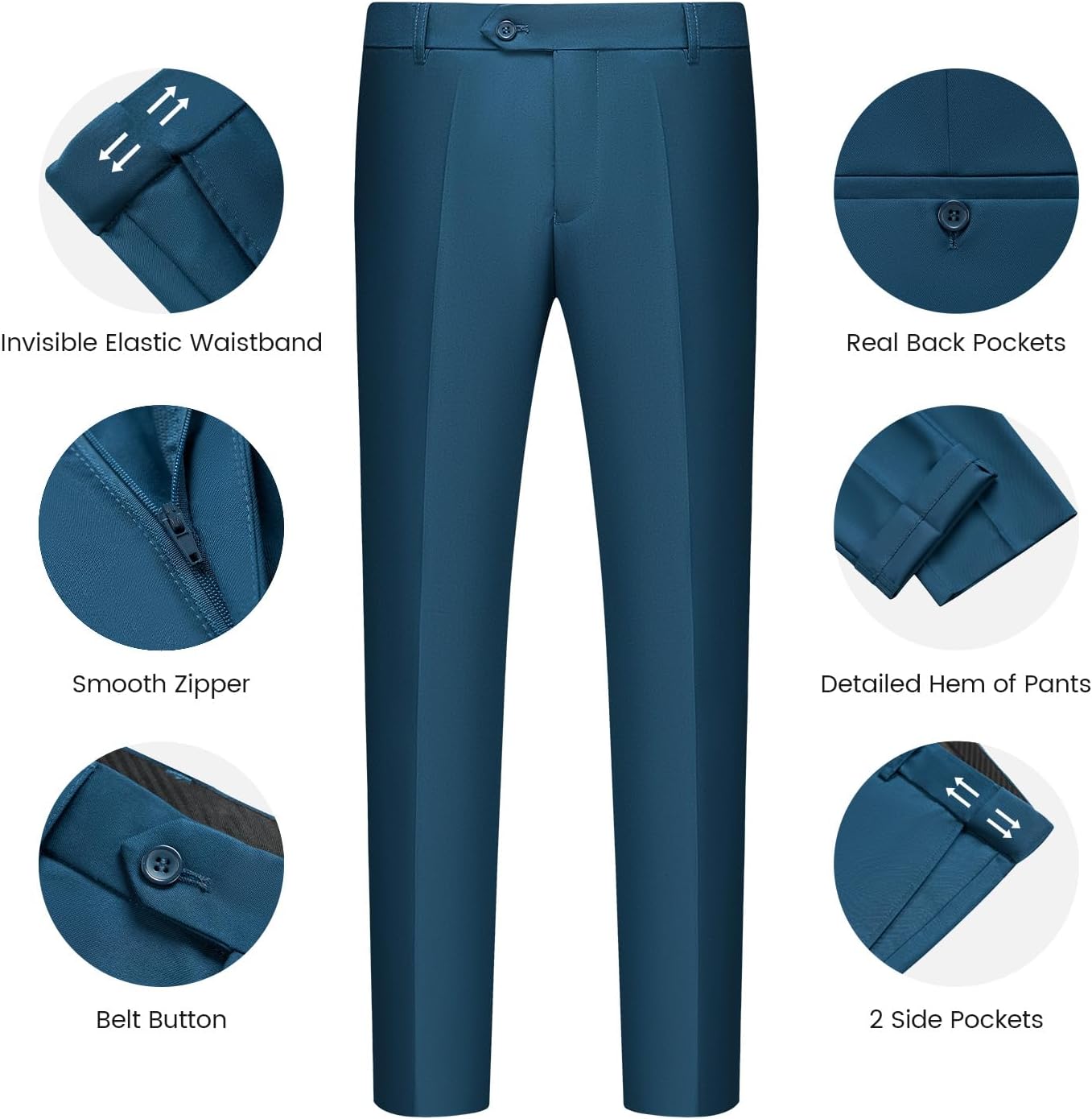 WULFUL Men’s Slim Fit Suit One Button 3-Piece Blazer Dress Business Wedding... - Picture 245 of 257