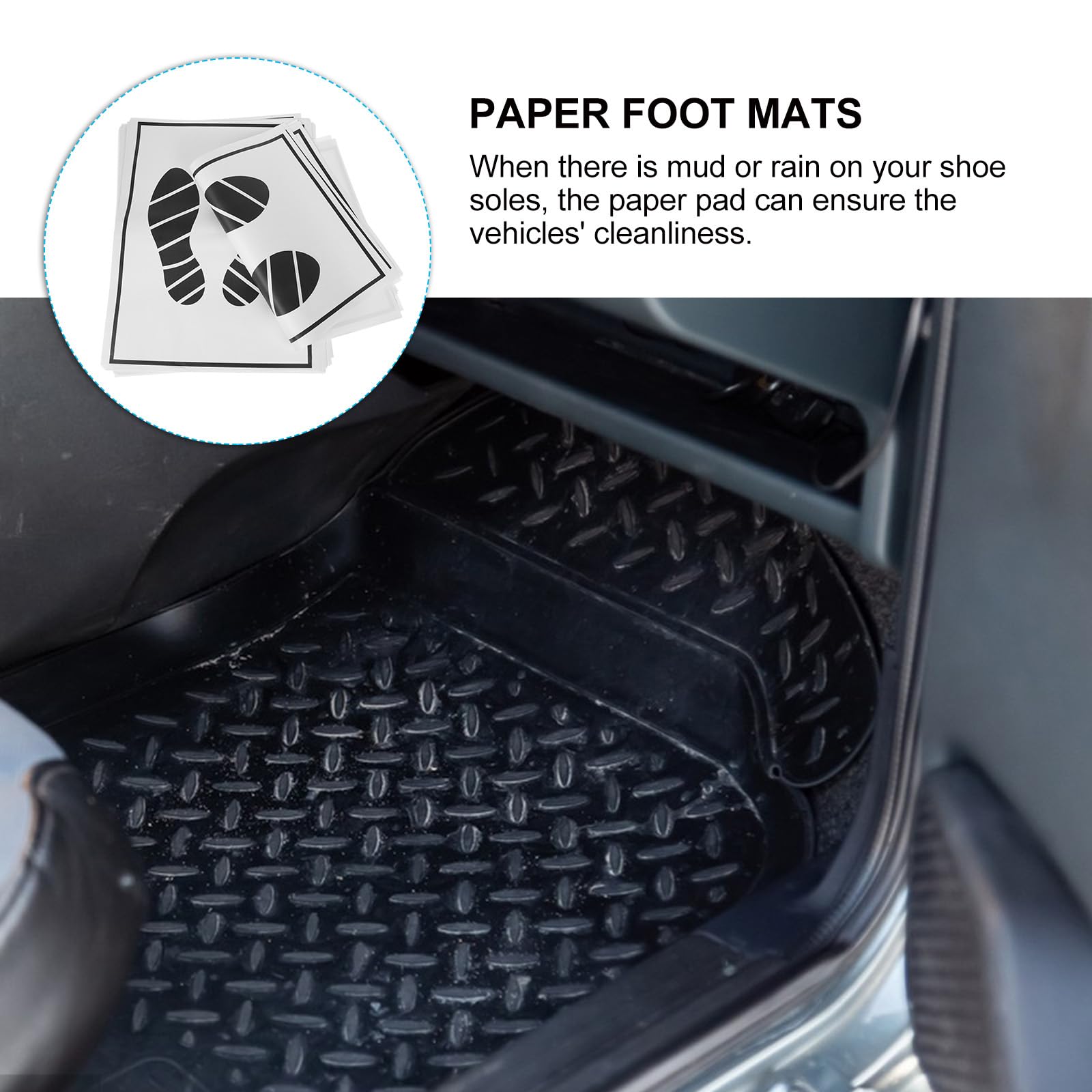 Veemoon 50Pcs Disposable Car Floor Mat Portable Paper Auto Foot Pads Vehicle Floor Pad Cardboard Floor Mats for — view 7