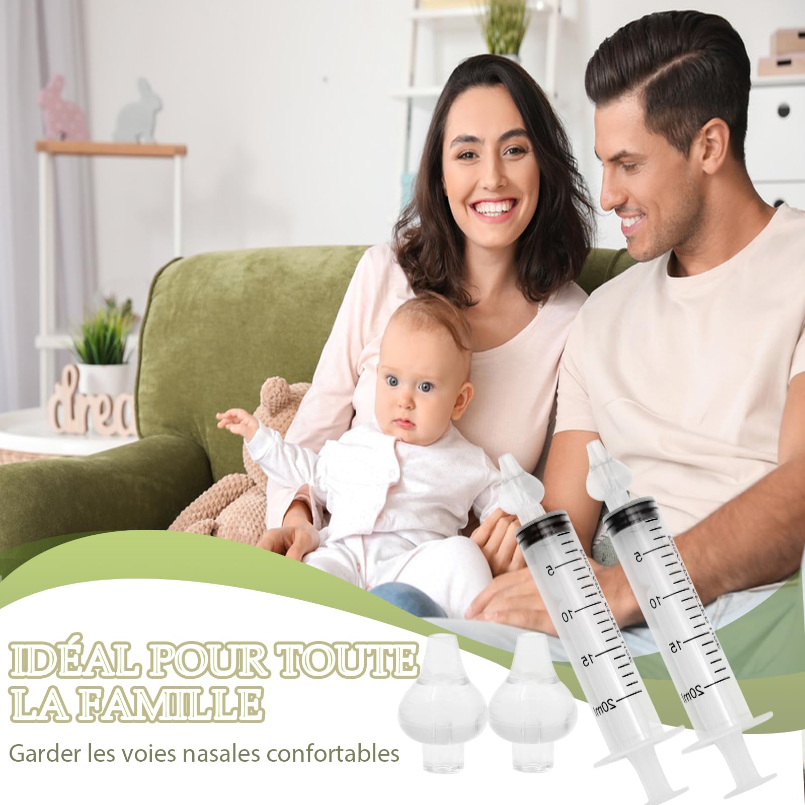 Seringue Nasale Bebe 20 ml avec 2 Embouts en Silicone Souple