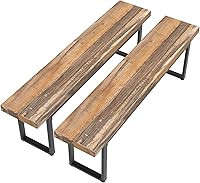 STHOUYN 59" Farmhouse Dining Bench Set of 2 - Industrial Kitchen Table Benches for 6-8 People, Bed & Shoe Bench, Brown 600lbs Capacity