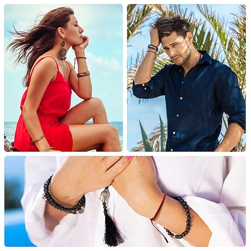 Miniatura 7 de ioieia 2ps Authentic blessed Tibetan monks handmade Dorje Knot protection bracelet for women and men with a talisman.Red string bracelet-mens