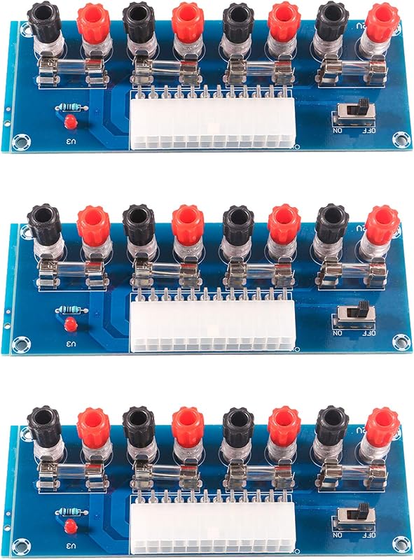 AITRIP XH-M229 Desktop Computer Chassis Power Supply ATX Transfer Board Power Take Off Board Power Output Terminal Module 24Pin (3PCS ATX Breakout Board)