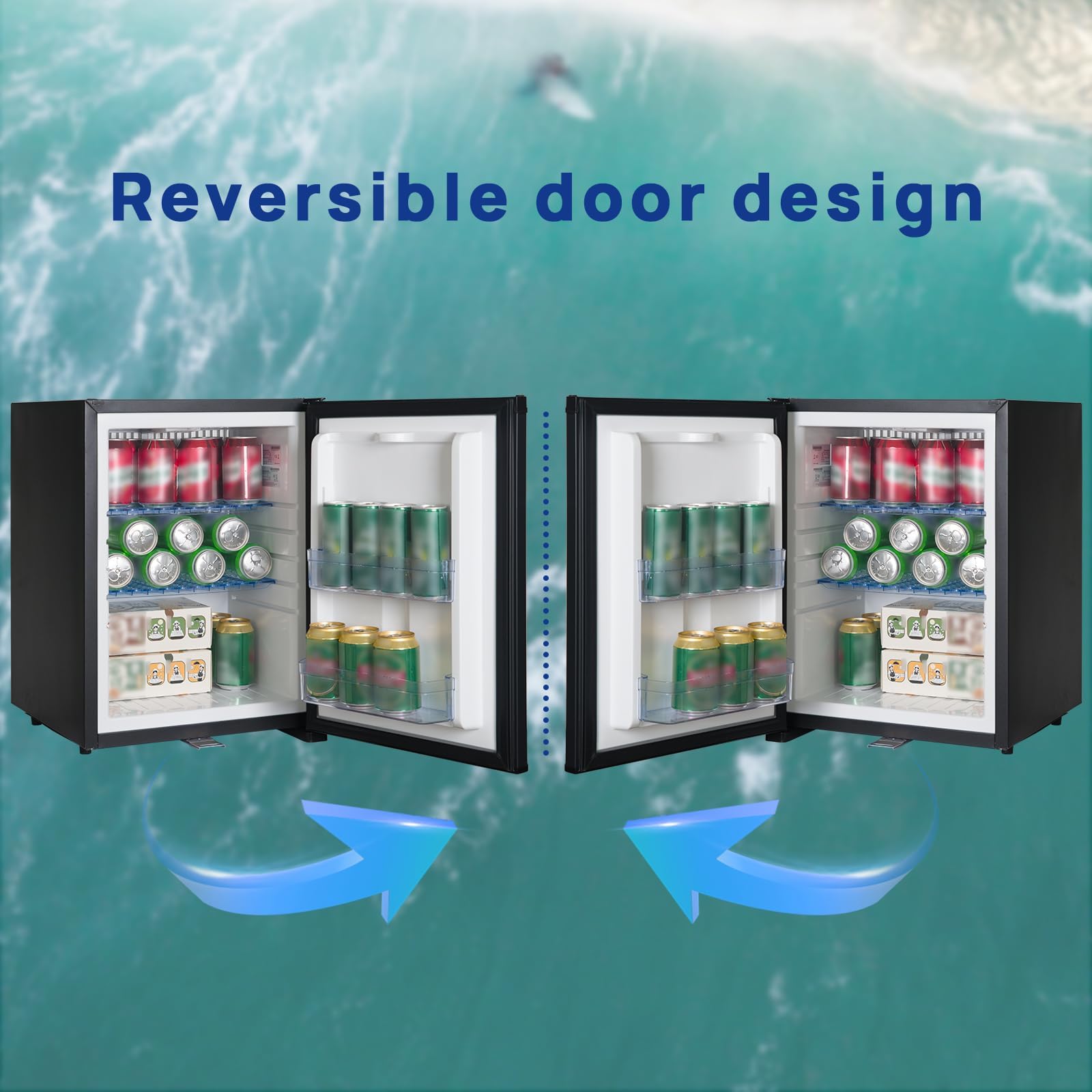 Smad Camping Kühlschrank 12v 230v, 40L, Wohnmobil Kühlschrank, Leiser Absorber Kühlschrank, Camper Kühlschrank 12v, Kühlschrank mit Schloss, Reversible Tür, Schwarz