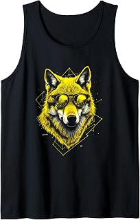 Hippe Wolf Animal Graphic Tank Top, black, S
