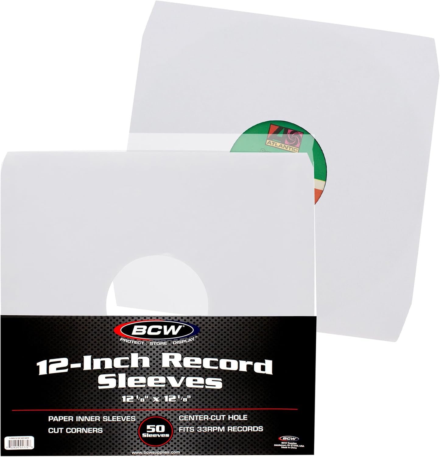 BCW 12 Inch Vinyl Record Paper Inner Sleeves - Angle Cut Corners - White | Pack of 50 | Protective LP Album Sleeves for Vinyl Storage and Preservation | Compatible with 33⅓ RPM Albums