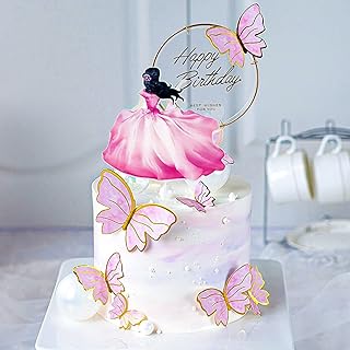 Butterfly Happy Birthday Cake Toppers Set, 22 Pcs Butterfly Cake Decorations Party Supplies with 1Pcs of Metallic Golden H...