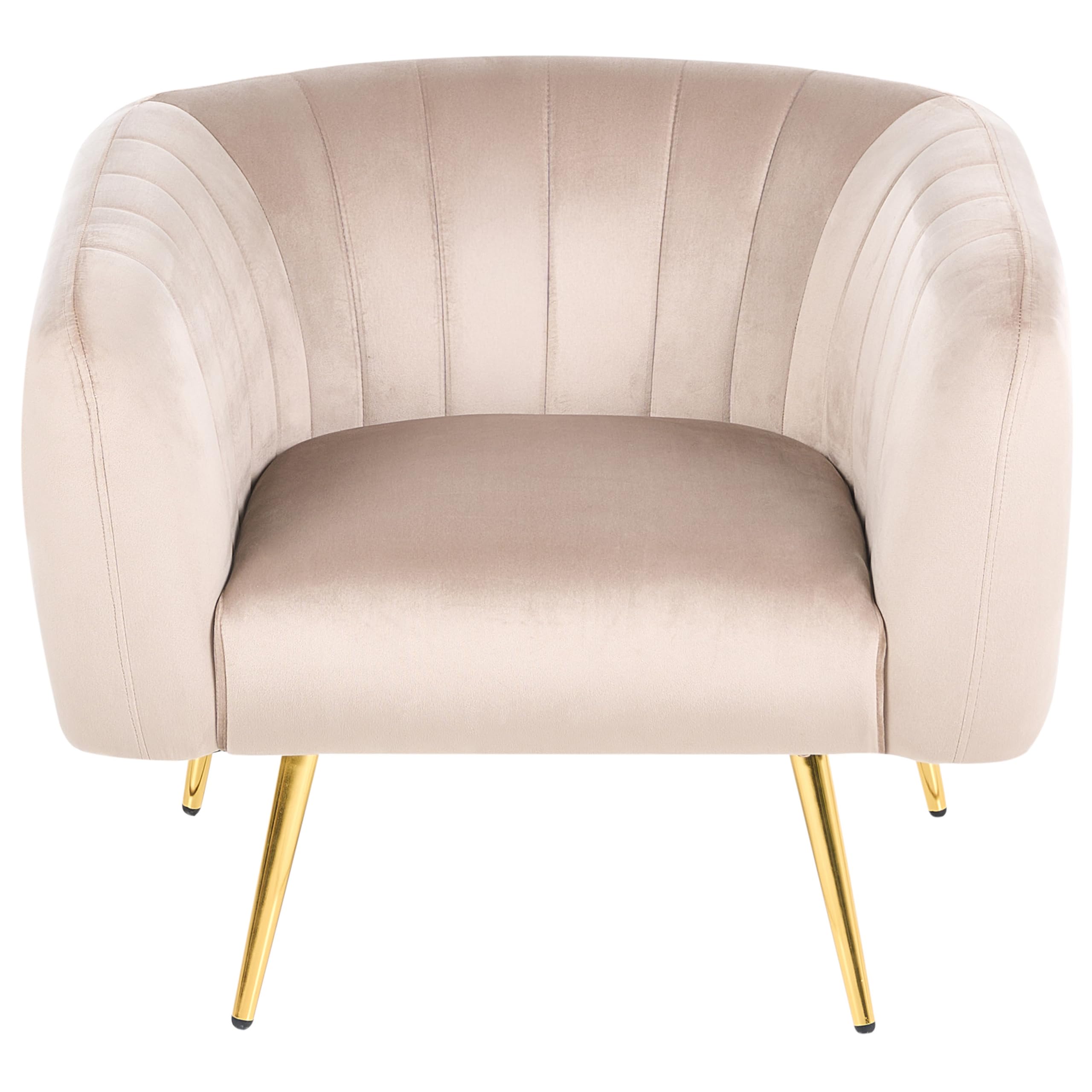Beliani Polstersessel aus Samtstoff in Taupe mit Armlehnen Metallgestell in Gold Laconia
