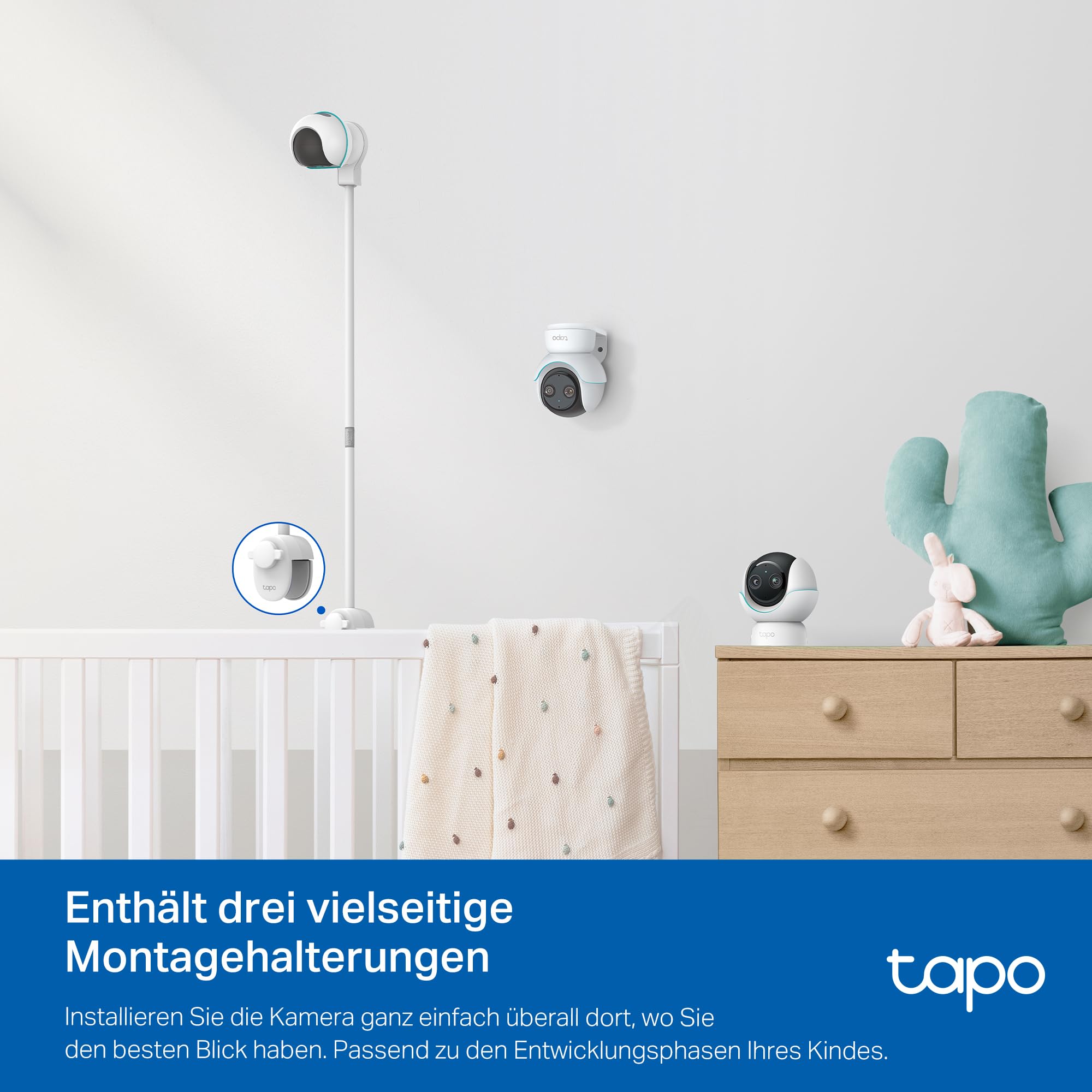 Tapo C840 Dual-Objektiv BabyCam (Erkennung von Babygeschrei & bedecktem Gesicht, Schlafanalyse & -bericht, Schlaflieder & Weißes Rauschen, Nachtlicht, MicroSD bis 512 GB)