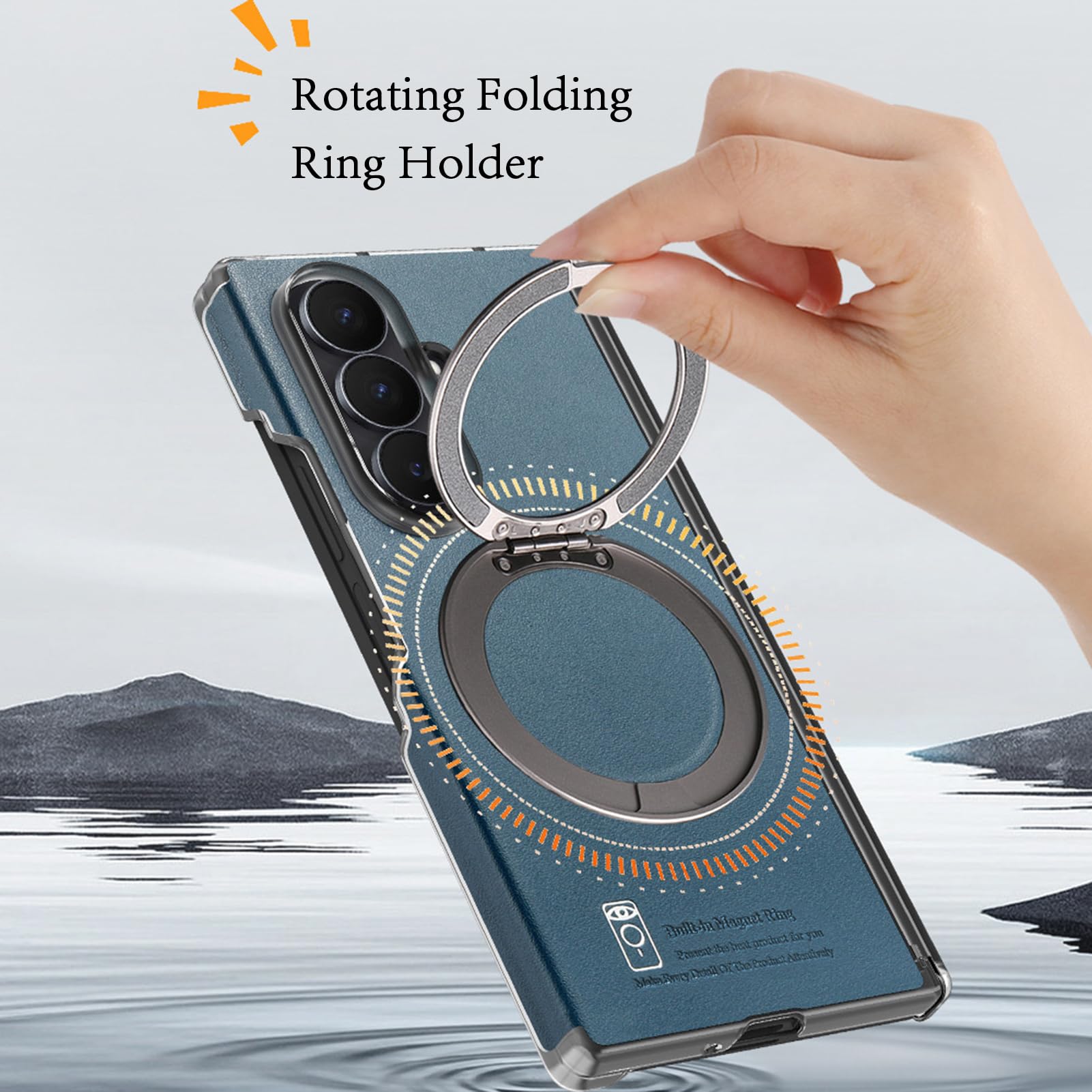 Skórzane etui do Samsung Galaxy Z Fold 7, cienkie etui ochronne na zawiasy, uchwyt pierścieniowy, obsługuje magnetyczne, biznesowe etui ochronne, fioletowe, składane 7