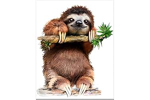 Watercolor Sloth Poster for Kids' Room Decor