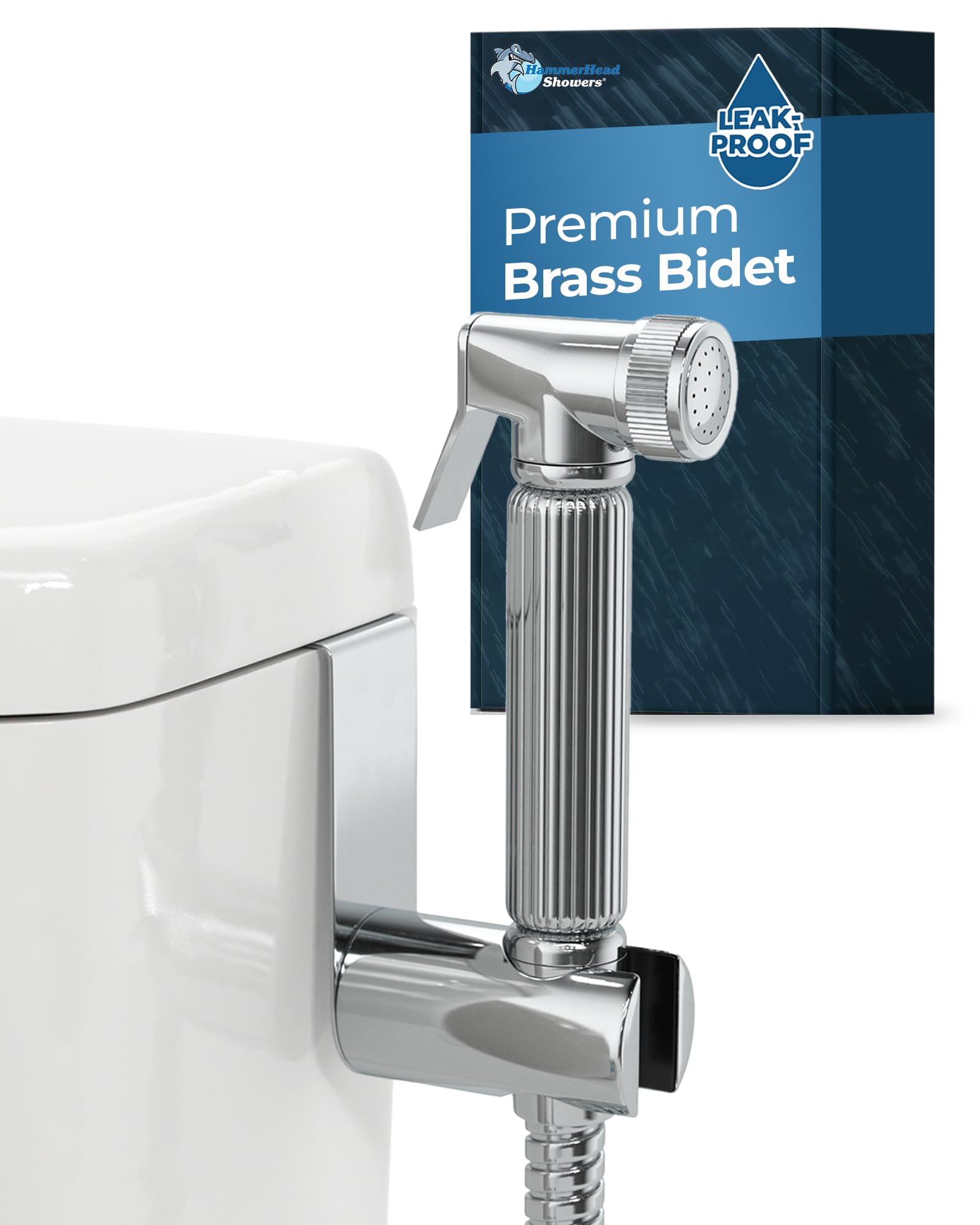 HammerHead Showers Solid Metal Handheld Bidet Sprayer for Toilet Handheld Bidet Attachment with 59-Inch Hose and Leak-Proof T-Valve