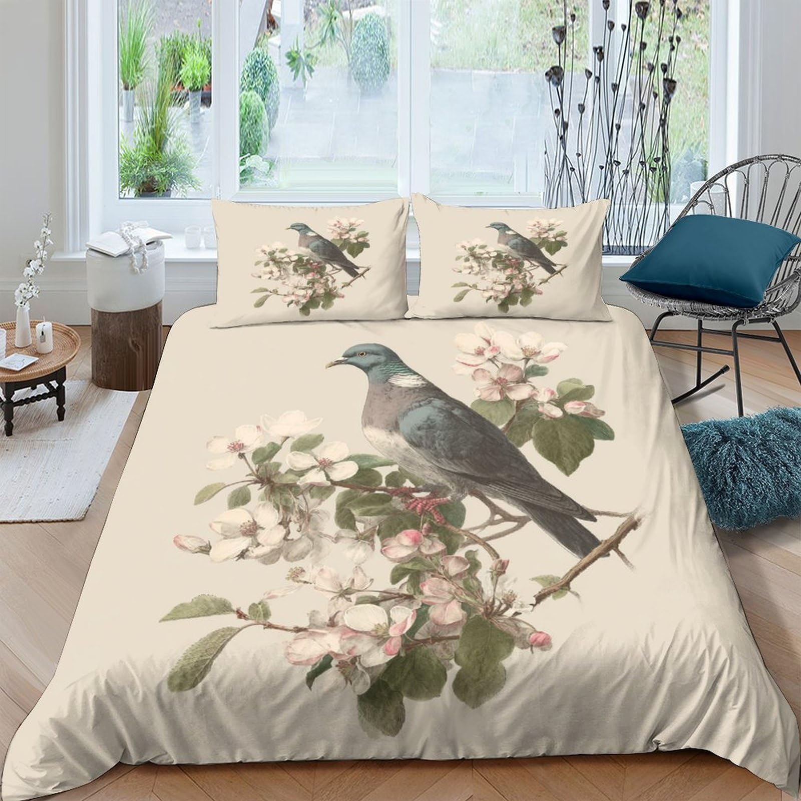 Unrxjzlvm Style-7 Bird Art Duvet Cover Set Microfiber Gift For Teens