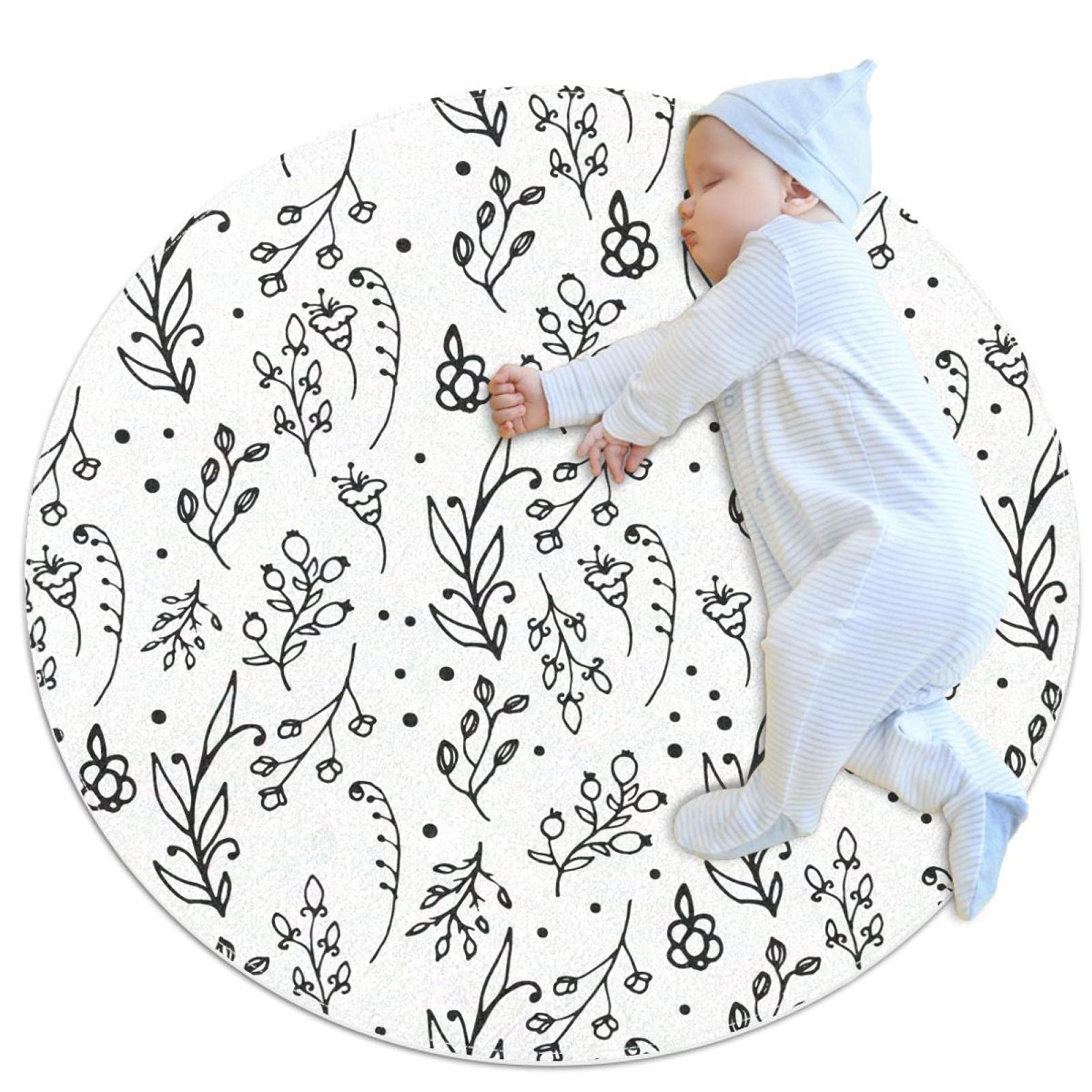 Motif floral de fleurs sauvages tapis de sol circulaire moderne et antidérapant