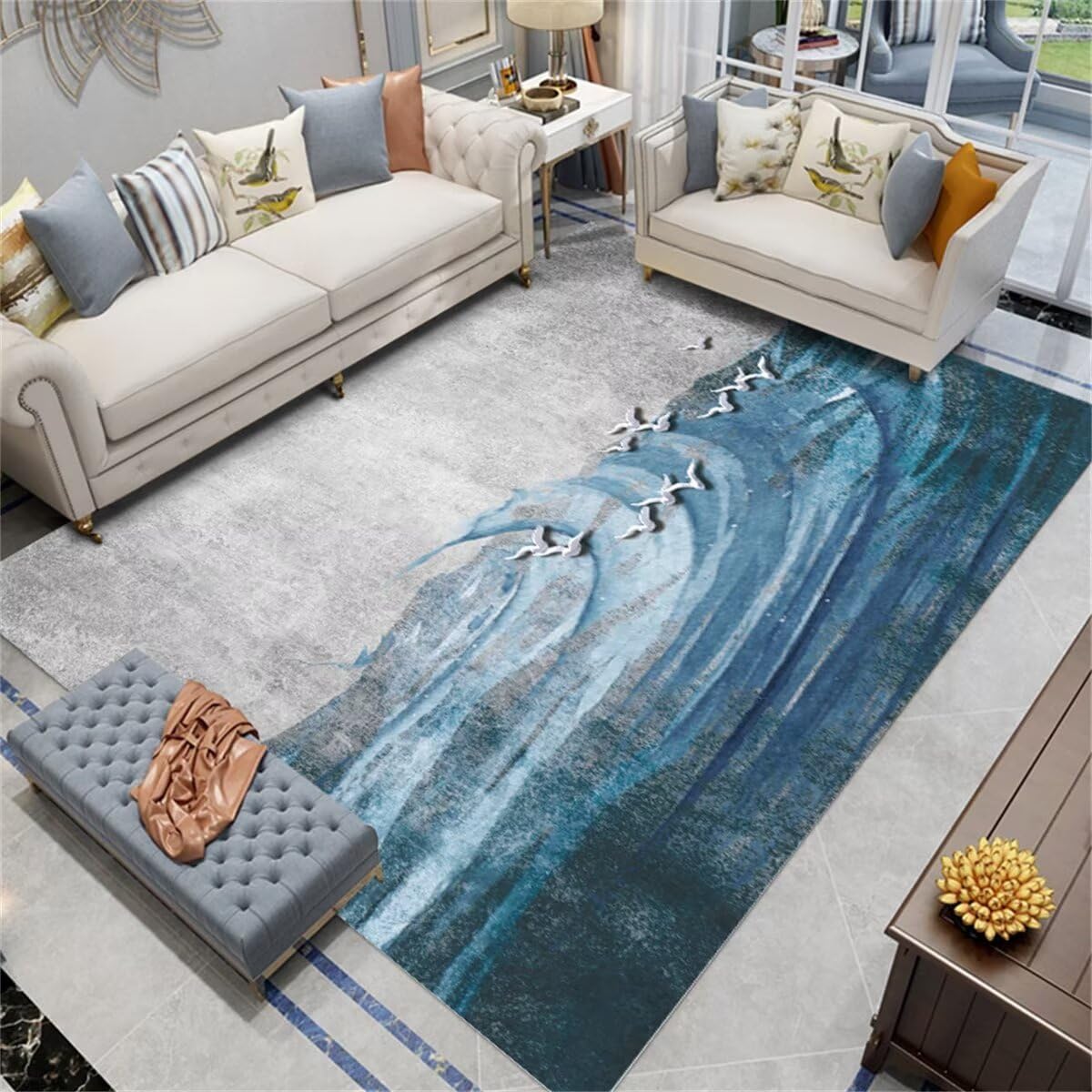 Tapis jeux voiture et déco bureau bleu 120x160cm pour réinventer l'espace des enfants