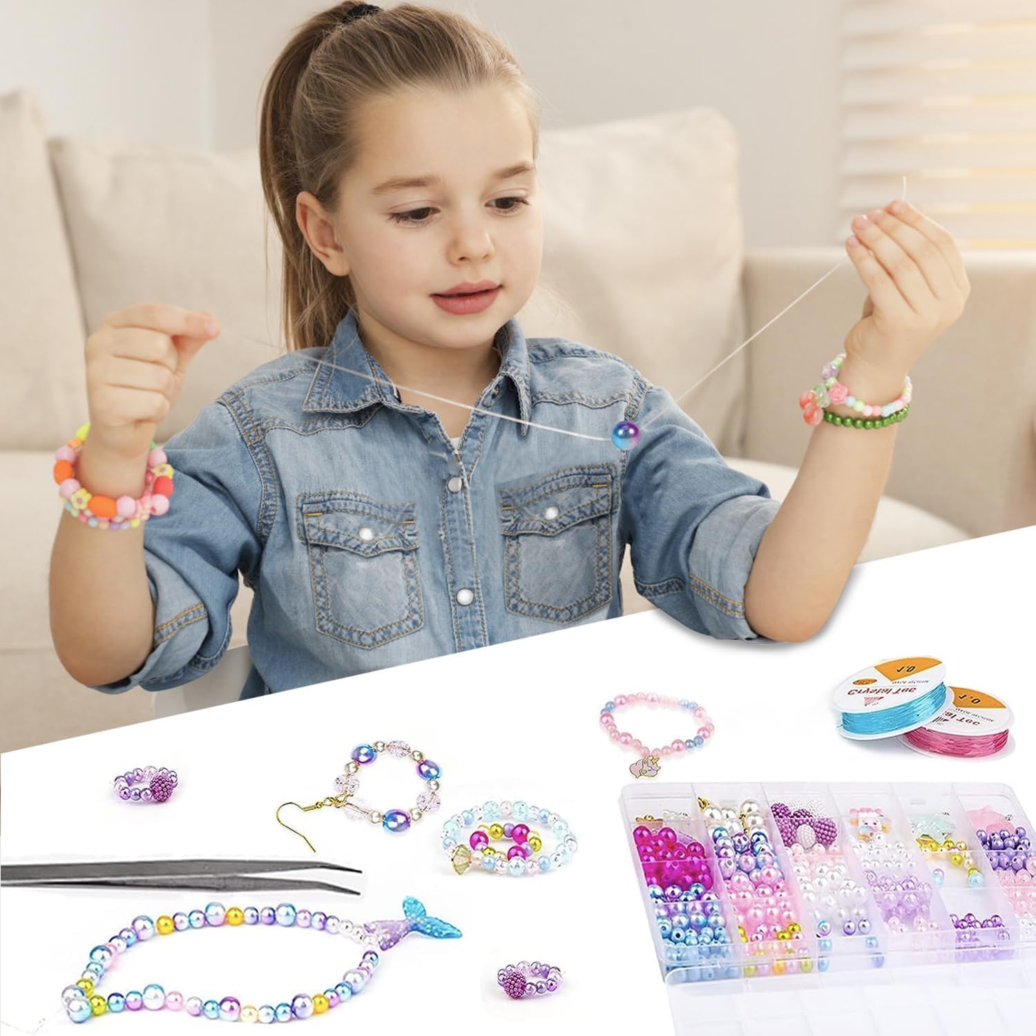 Amazon | Meschett DIYビーズブレスレットメイキングキットマーメイド
