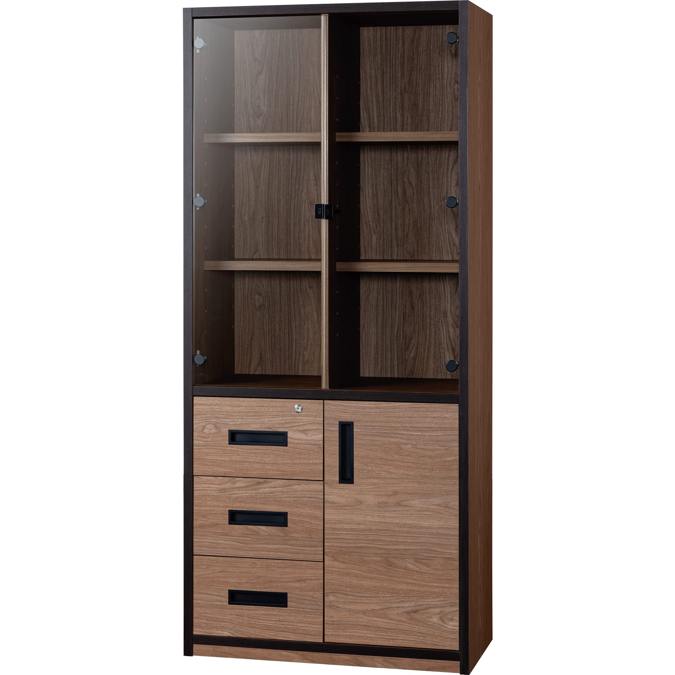 小島工芸　書棚引き戸ガラス 小島工芸 書棚「ニューオファー NOF-90 引戸」ガラス扉 幅90cm