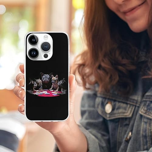 Miniatura 8 de Niapessel Funda compatible con iPhone 15 Pro, diseño divertido de bulldog francés, a prueba de golpes, funda protectora delgada de TPU para mujeres,