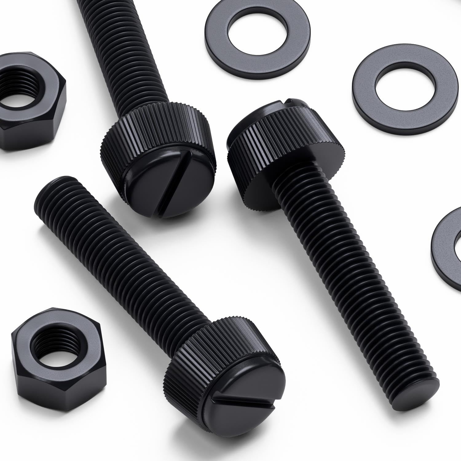 50x Black Nylon Plastic Thumbscrews, M8 x 40 mm, knurled, Nuts, Washers & Bolts