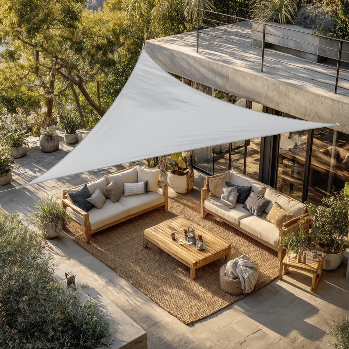 Green Bay Sun Shade Sail Outdoor Garden Patio Party Sunscreen Awning Canopy 98% UV Block Triangle Cream With Free Rope(3x3x3m) — view 8