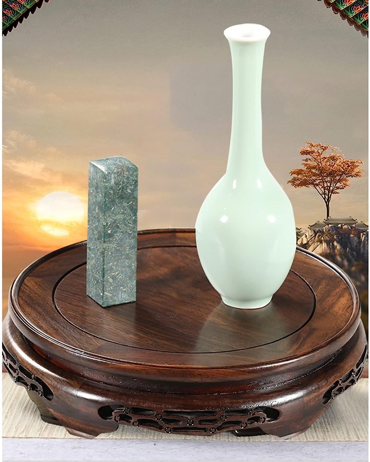 Base de madera para bonsái ideal para salas de exposiciones y decoración de mesas con estilo oriental