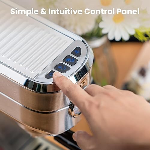 Miniatura 4 de Gevi Máquinas de café expreso semiautomáticas de 20 bares, máquina de espresso profesional con espumador de leche, máquina de expresiones de acero