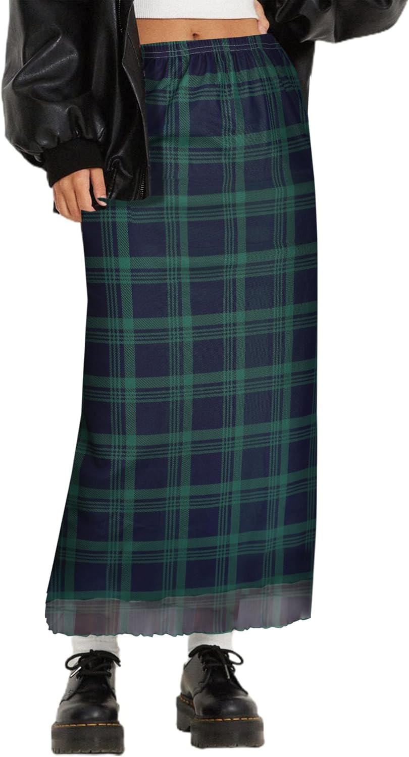 Avanova Women Mesh High Waist A Line Midi Skirt Swing Flared Long Skirts - Image 4