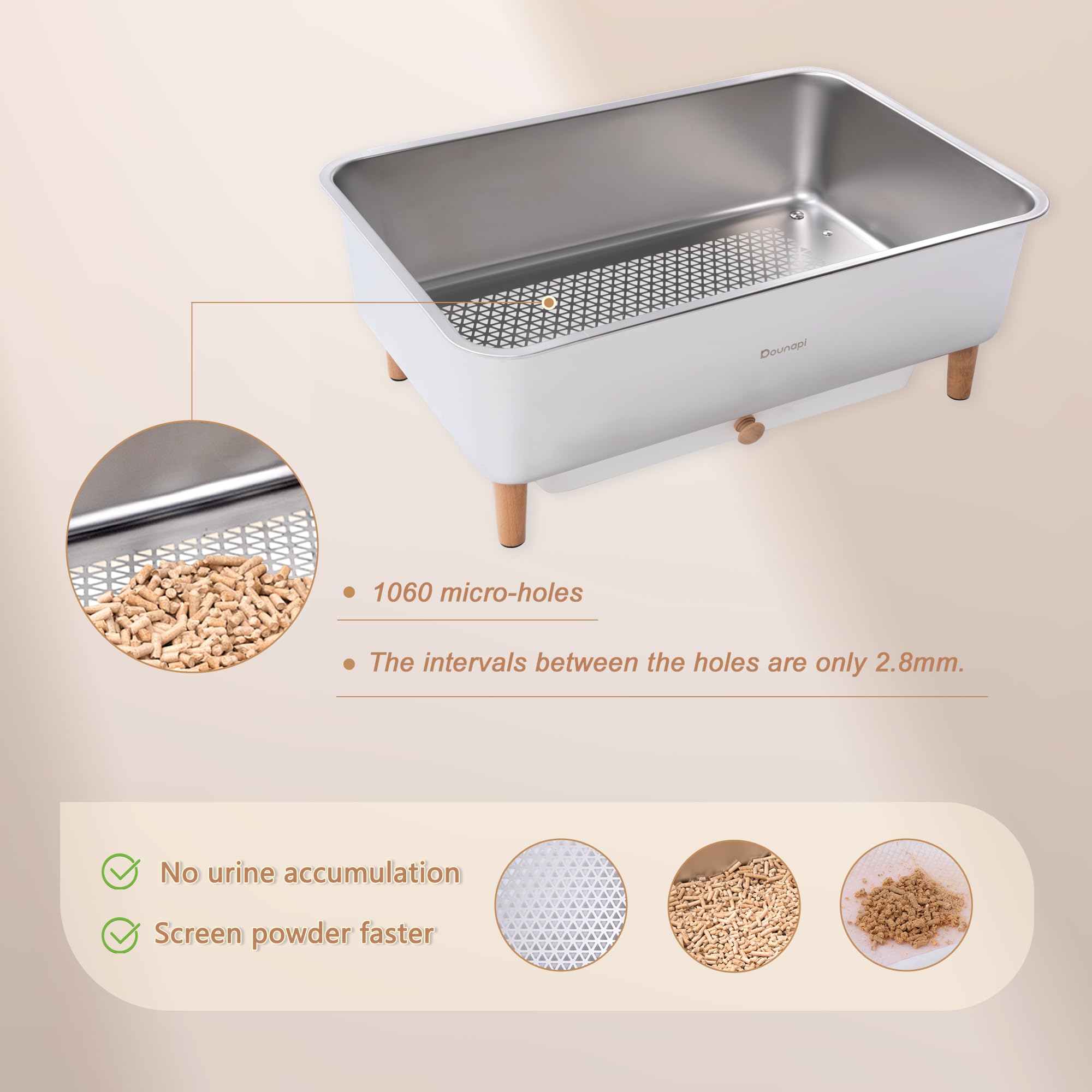 Stainless Steel Sifting Litter Box for Pine Pellet Cat Litter Non Clumping Litter System with Dust Collecting Drawer X-Large - image 4