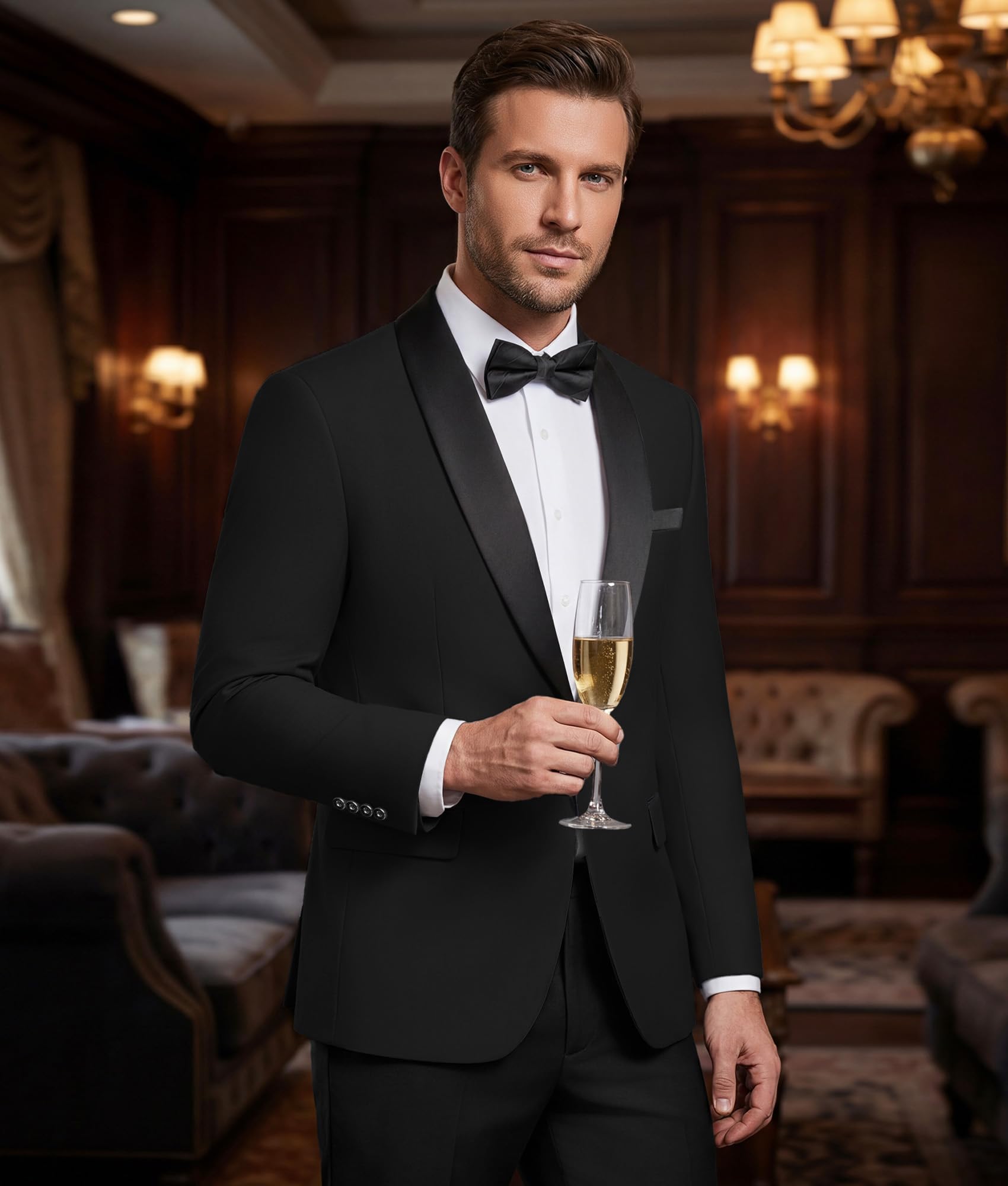Sakko Herren Slim Fit, Eleganter Blazer mit Schalkragen, Einknopf-Anzugjacke für Hochzeit Business Party, Moderner Herrenblazer Einzeln