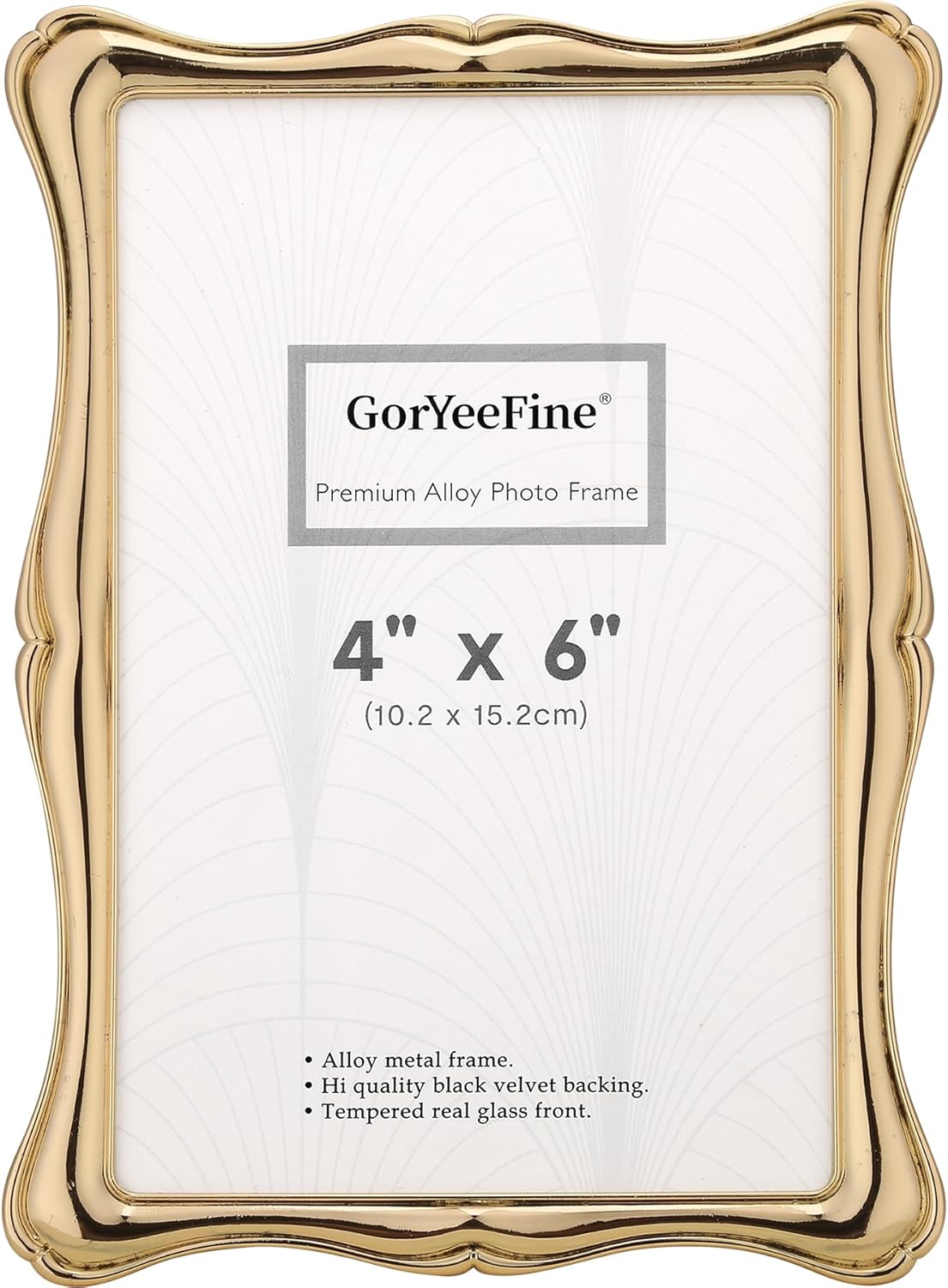 4 x 6'' Premium Alloy Gold Photo Frame - High-End Décor Picture Frames 6x4'' with Velvet Backing,Hi End Décor Metal Frames 4x6''(1PK) Gold