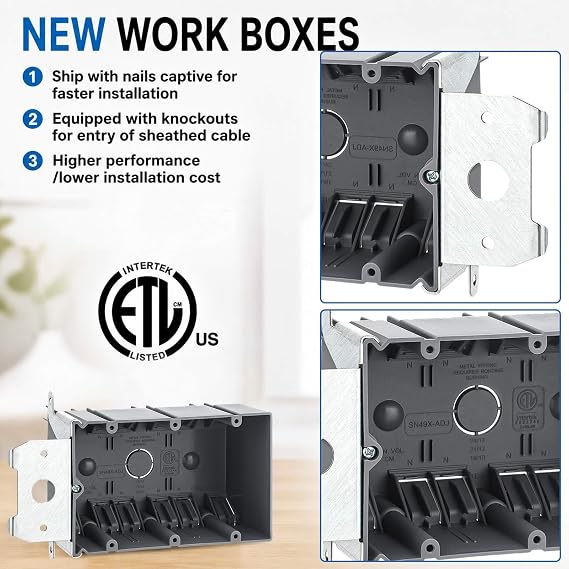 Copkim 3 Pcs 3 Gang Electrical Box Adjustable Old Work Outlet Box