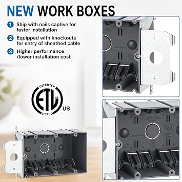 Copkim 3 Pcs 3 Gang Electrical Box Adjustable Old Work Outlet Box