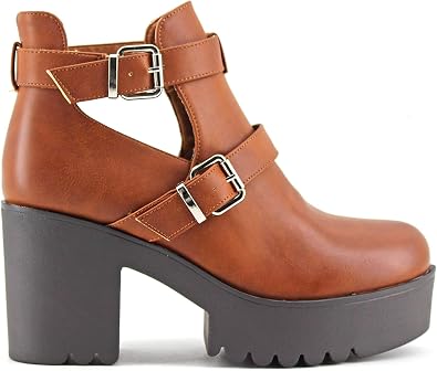 Modelisa - Botin Abierto Plataforma Tacón Ancho para Mujer (Camel,  Numeric_39) : Amazon.es: Zapatos y complementos