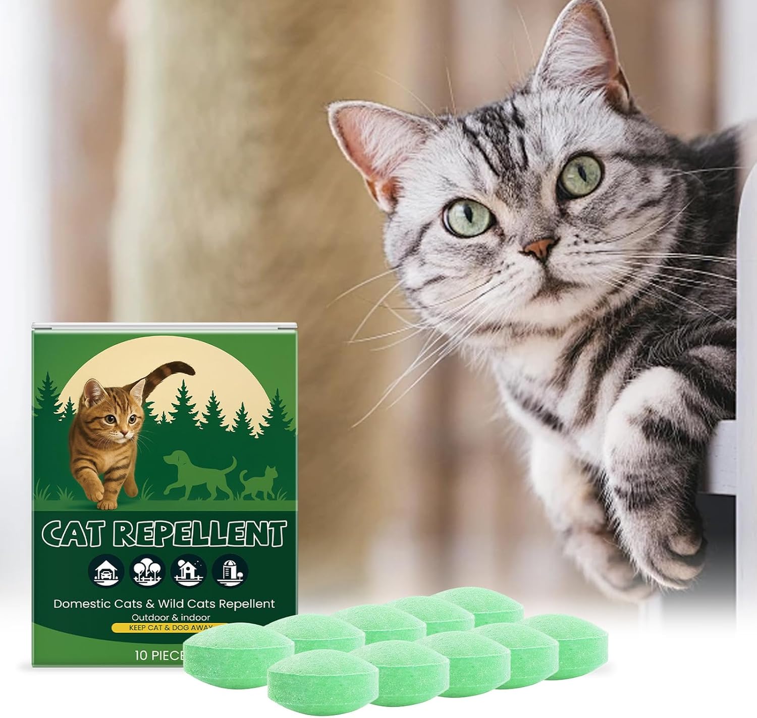 Cat Repellent Outdoor and Indoor 10 Pack Natural Peppermint Oil Deterrent Balls for Garden Lawn & Patio