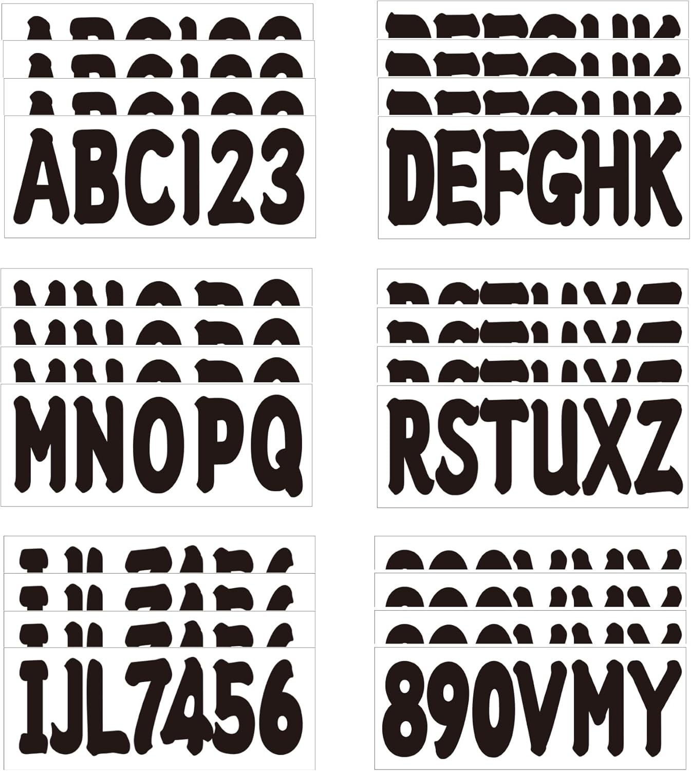 4 Sets 3" Registration Numbers and Letters Sticker Decal Kit for Fishing Pontoon Boats Personal Watercraft Jet Skis Sea-Doos Black