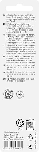 Miniatura 3 de Faber-Castel FC129997 Pitt - Barras de carbón comprimido (paquete de 3)