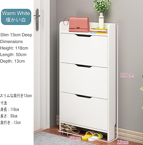 Vista 18 de Armario de almacenamiento de zapatos para entrada delgado, armario organizador de zapatos oculto, armario estrecho para zapatos con puertas