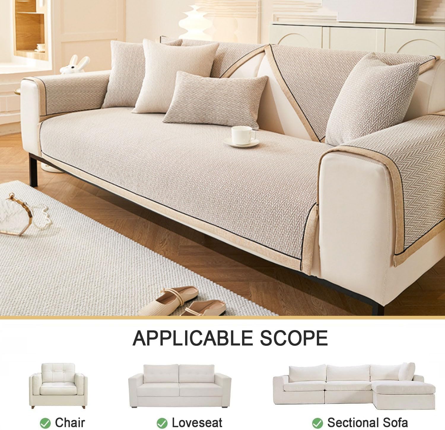 Chenille Sofa Cover L Shape Non-Slip Sofas Slipcovers Furniture Protector Protectors from Pets Couch Covers 1 2 3 4 Seater Universal for Sectional Sofa(Grey,110 * 280cm)