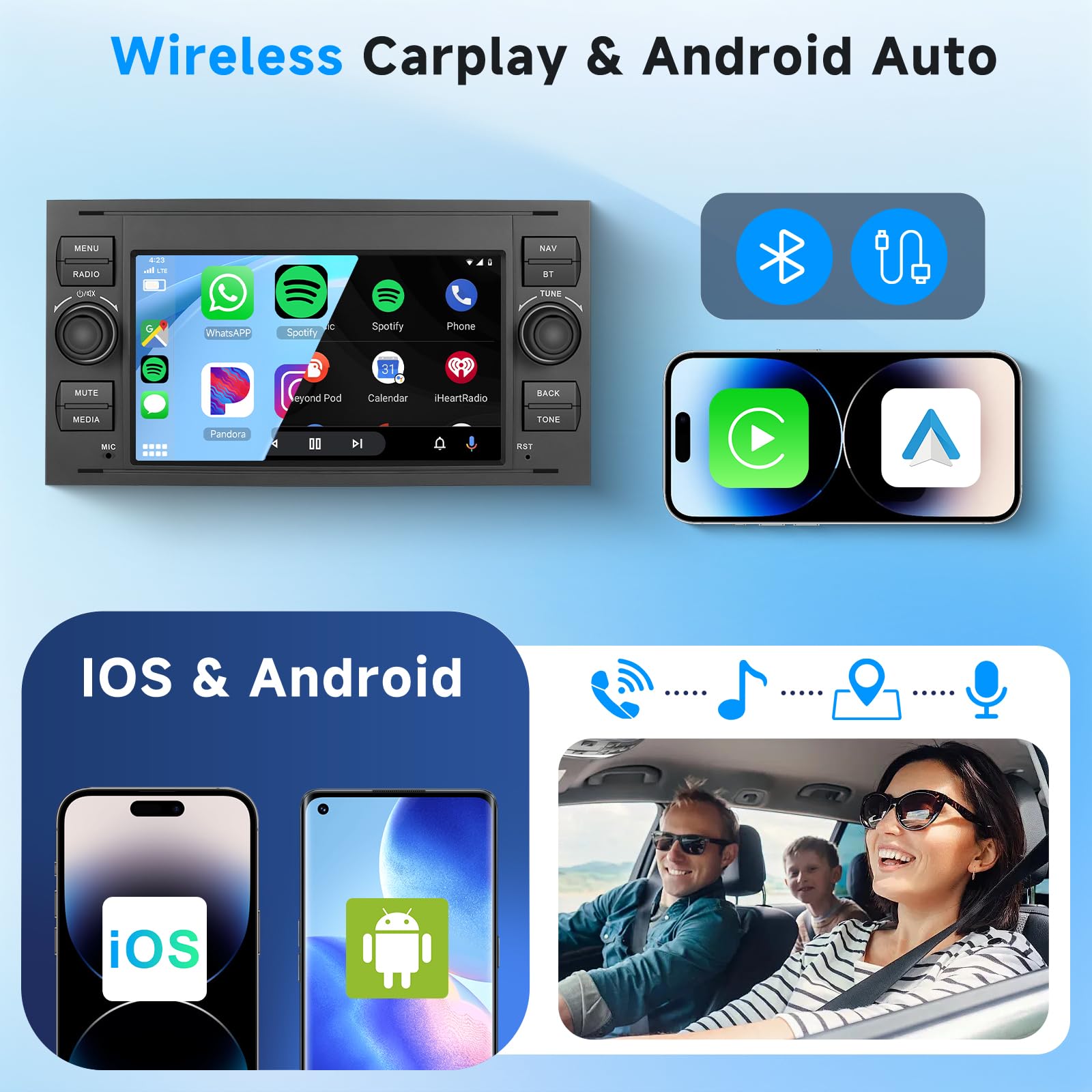 4G+64G Car Radio Stereo for Ford Transit Fiesta Focus Fusion Galaxy Mondeo Kuga with DSP Wireless Carplay Android Auto - Image 3