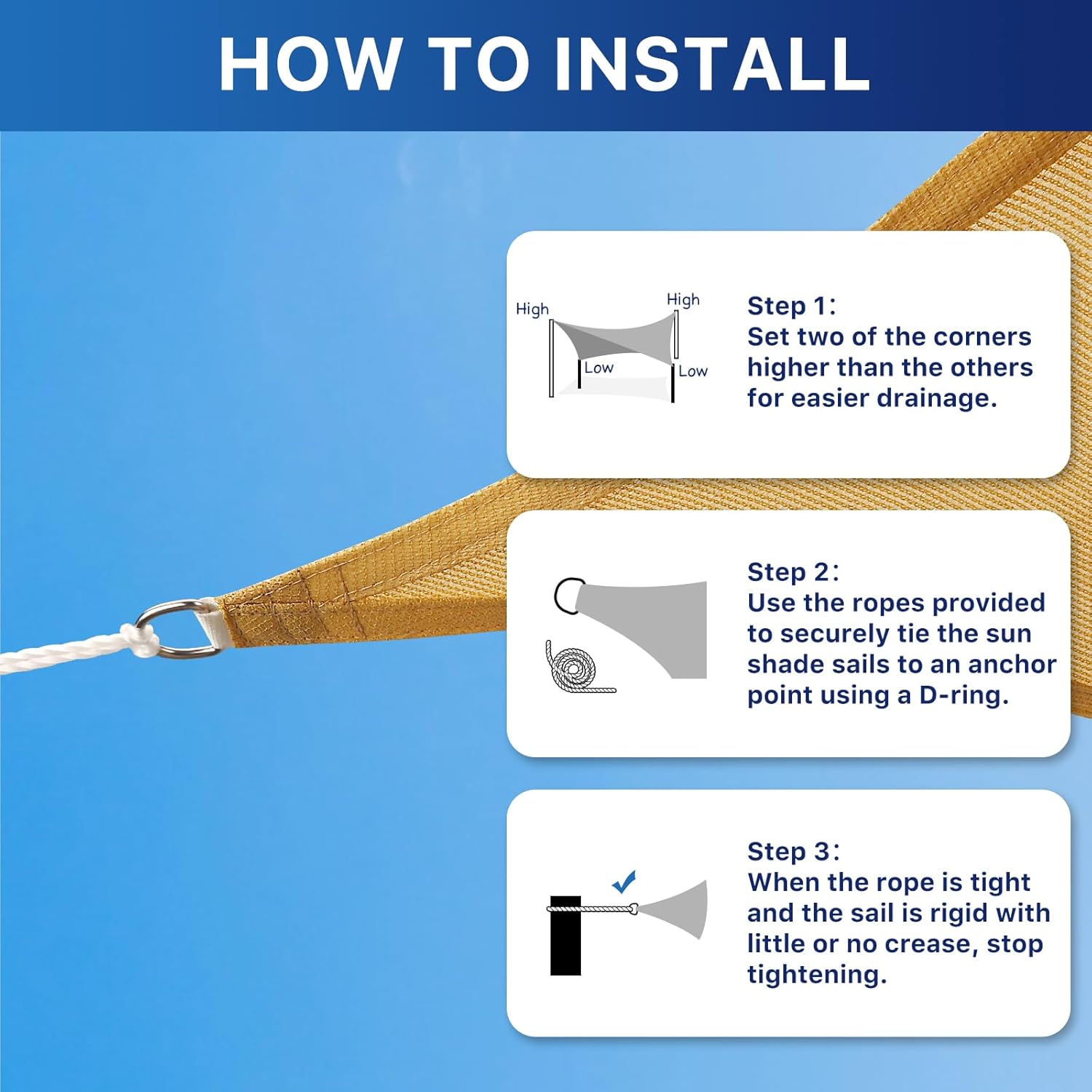 10'x13' Sun Shade Sail, UV Protection Outdoor Shade, Curved Tear Resistant Heavy Duty Sun Shade for Patio Garden, Backyard, Deck, Car Port, Playground, (Sand)