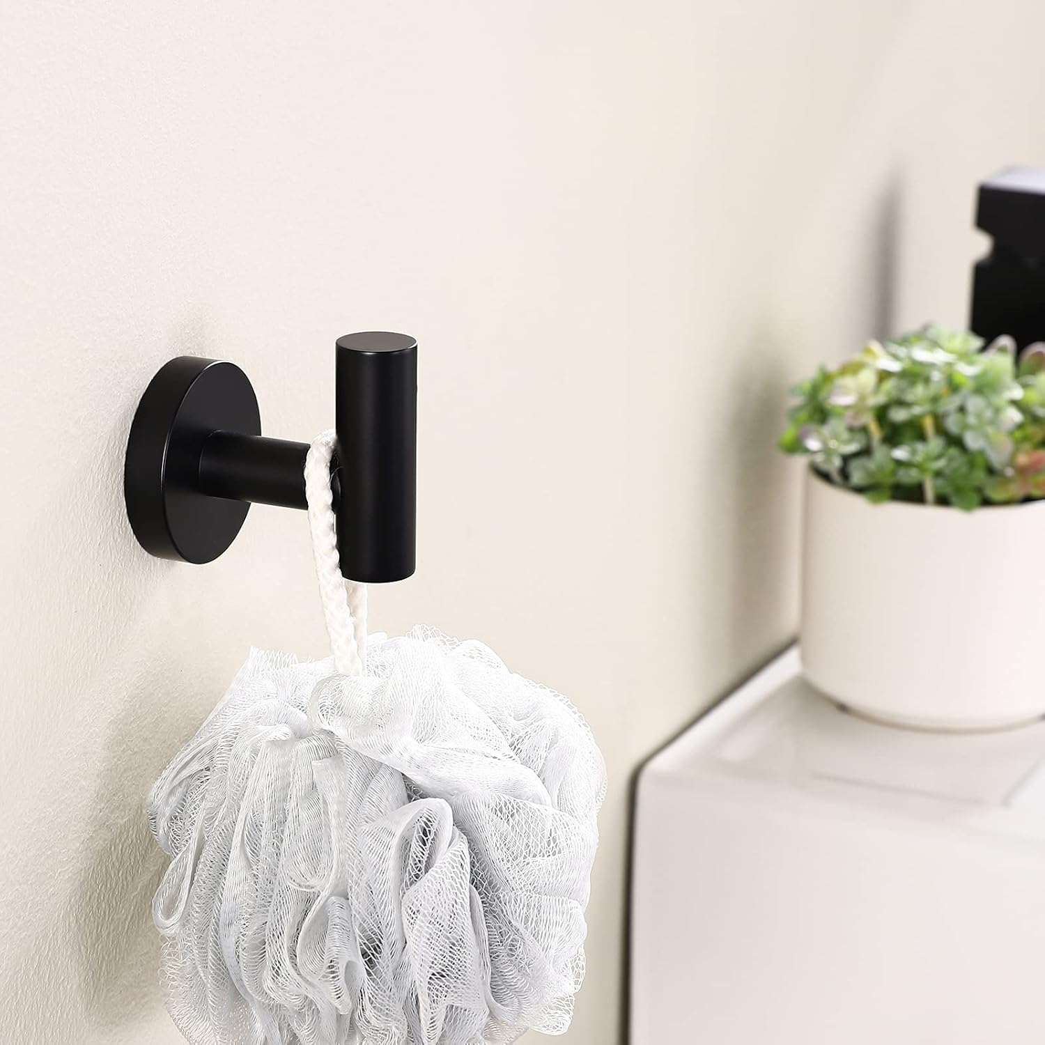 KES Bathroom Towel Hook for Shower Kitchen Robe Coat Hooks Wall Mounted SUS304 Stainless Steel Matt Black 4 Pack, A2164-BK-P4