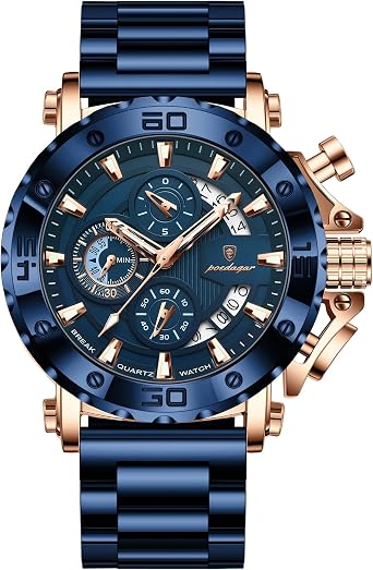 Poedagar Luxury Watch for Men Calendar Luminous Waterproof Business Man Clock Male Chronograph Stainless Steel Men's Quartz Watches