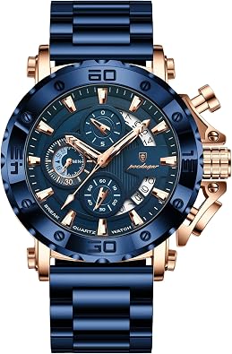 Poedagar Luxury Watch for Men Calendar Luminous Waterproof Business Man Clock Male Chronograph Stainless Steel Mens Quartz Watches