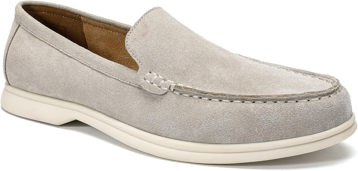 YFFUSHI Men's Genuine Suede Slip-On Loafers Casual Business Comfortable Dress Shoes for Office Commute Driving Daily Wear