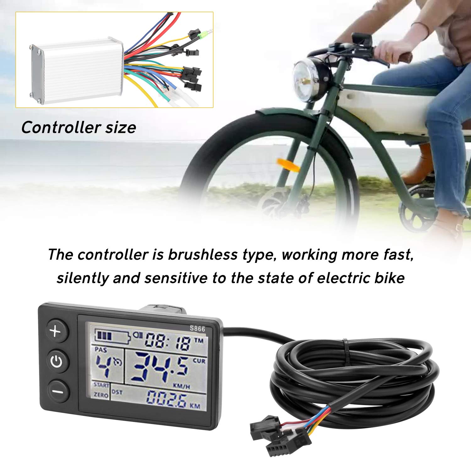 Centralina Monopattino Elettrico Controller di bici elettrico 2 4V-48V / 36V-60V 350W e-bike brushless con controller for motorino for biciclette visualizzazione
