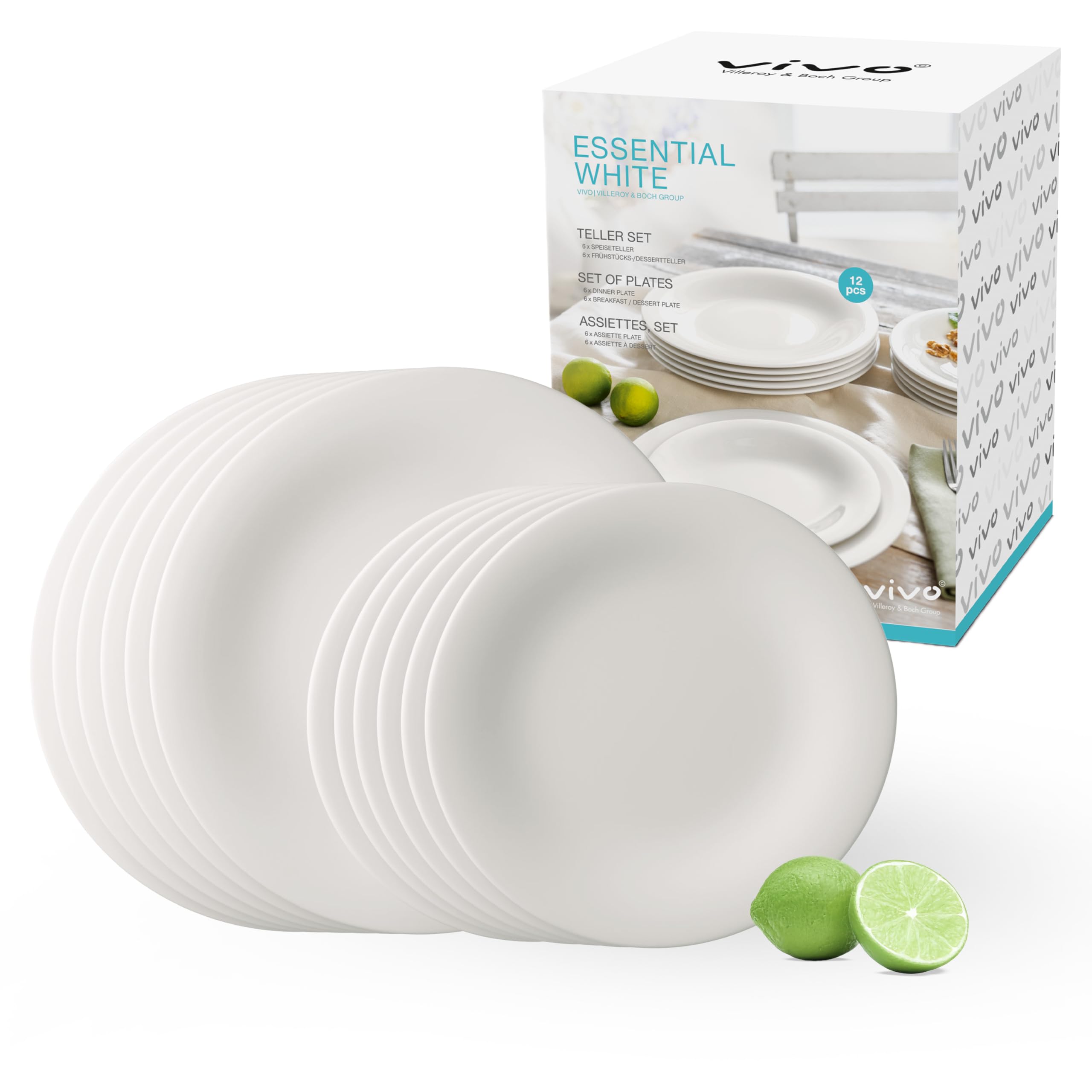 Vivo - Villeroy & Boch Group Essential White Plate Set 12 Pieces
