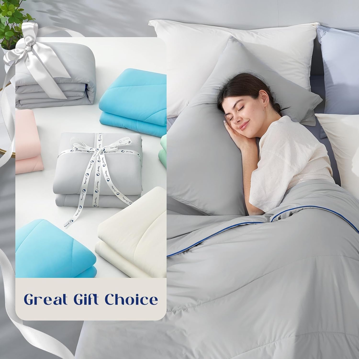 Dream Valley Outlast® Queen Cooling Comforter, NASA-Grade Instant Cooling Blanket for Hot Sleepers, Luxurious Comforter for All Season, Cool Grey, 90"x90"
