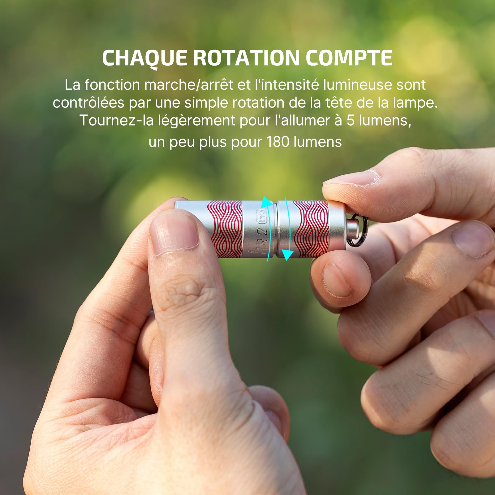 OLIGHT I1R2 PRO Mini Torche Porte-clés EDC Lampe de Poche LED Rechargeable par Type-C USB Câble 180 Lumens