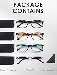 HEEYYOK Lunettes de lecture Femmes 1.50 Lecteurs carrés Lunettes pour femmes Dames Verres de lecture Lunettes de lecture Femmes Lecteur paquet de 4